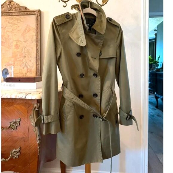 Coach Jackets & Blazers - Coach Olive Green Belted Trench Coat – Size Small